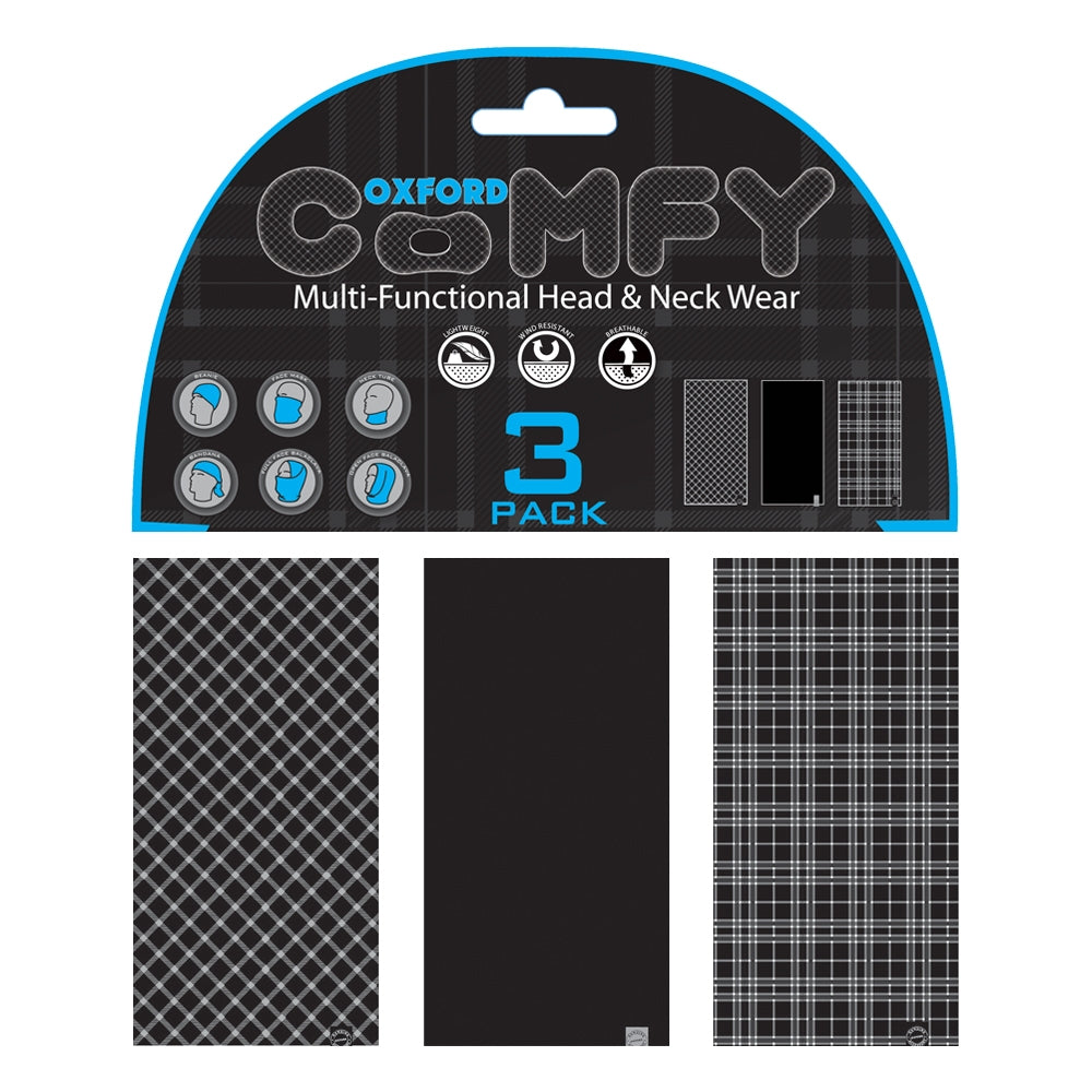 Oxford Comfy Snoods Black & White Tartan 3-Pack